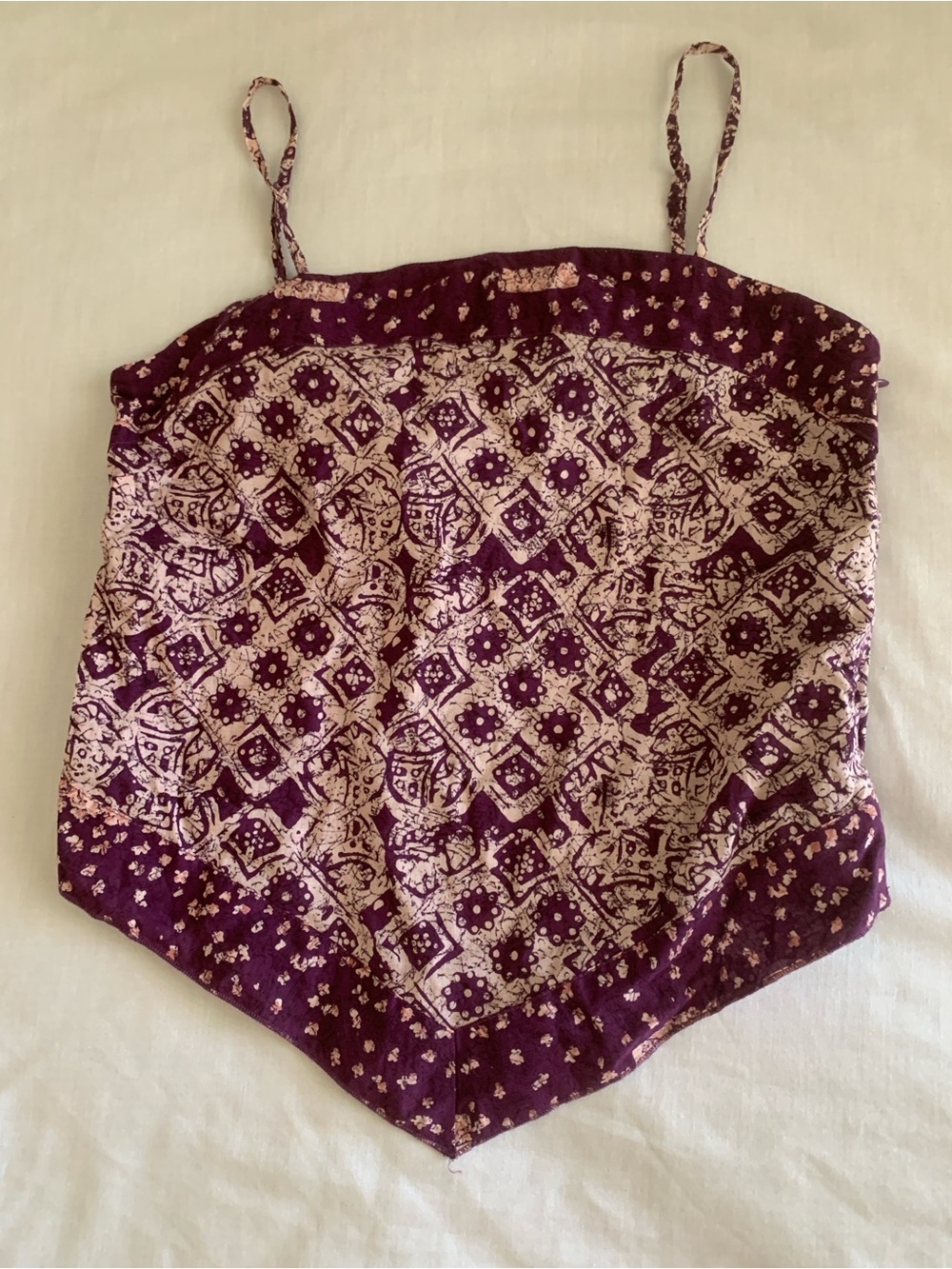 GAP Vintage Y2K Handkerchief Hem Crop Top Purple Boho Paisley Print NWOT XS